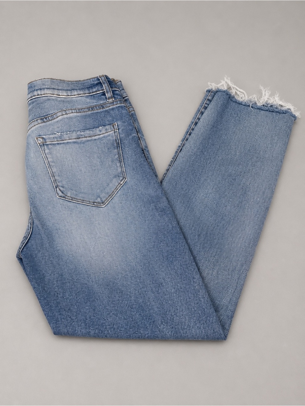 Kensie Blue Distressed Straight Leg Jeans